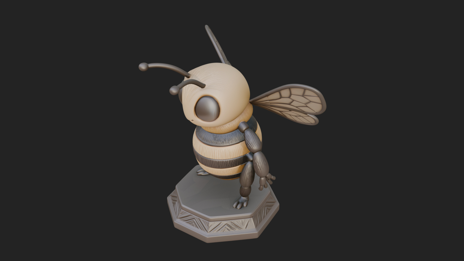 Cute Cartoon Bee Statue Design 1 3D Print Model 3D Model