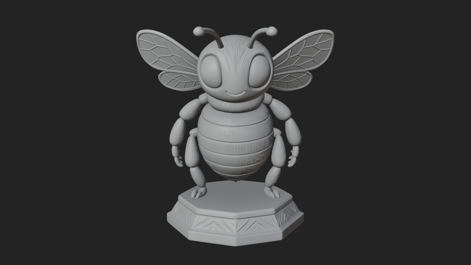 Cute Cartoon Bee Statue Design 1 3D Print Model 3D Model