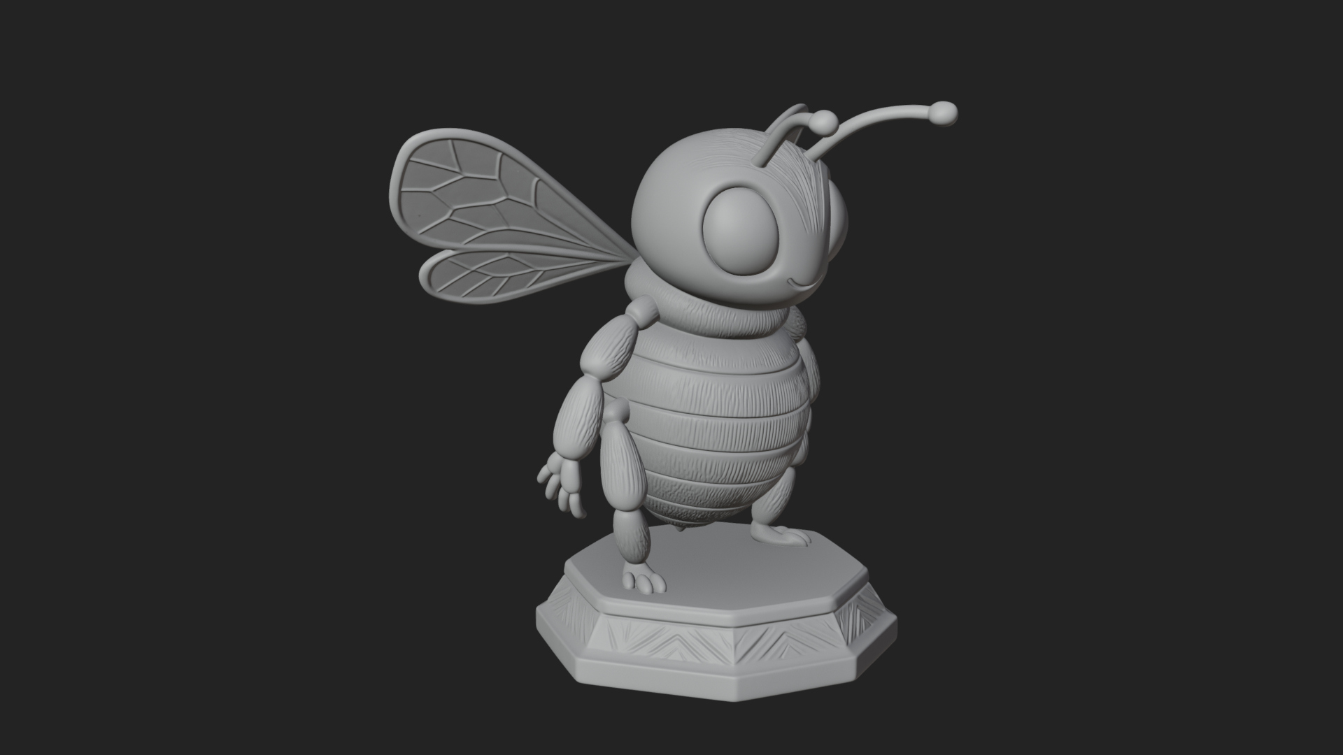 Cute Cartoon Bee Statue Design 1 3D Print Model 3D Model