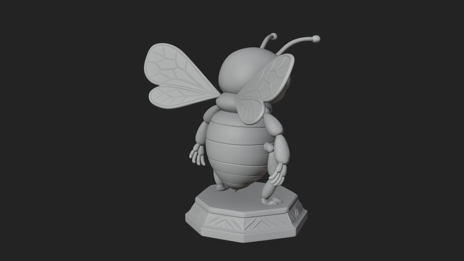 Cute Cartoon Bee Statue Design 1 3D Print Model 3D Model