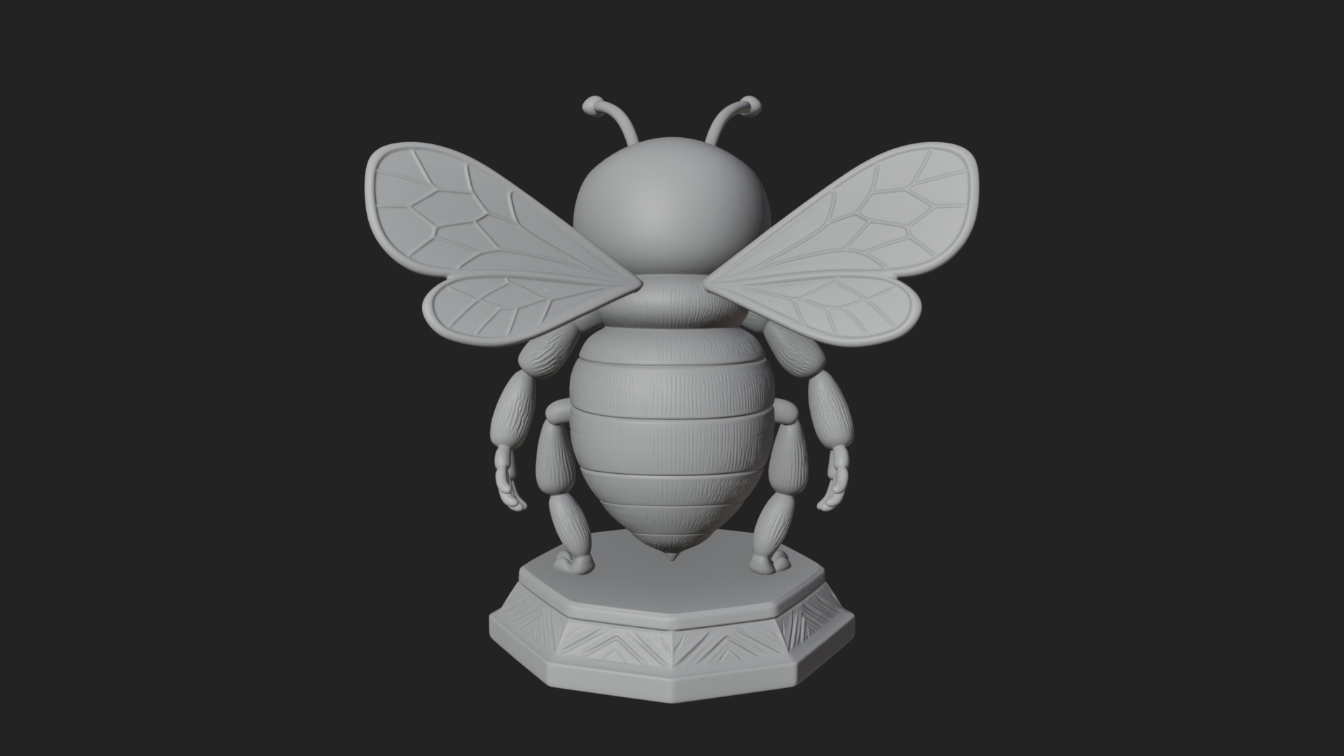 Cute Cartoon Bee Statue Design 1 3D Print Model 3D Model