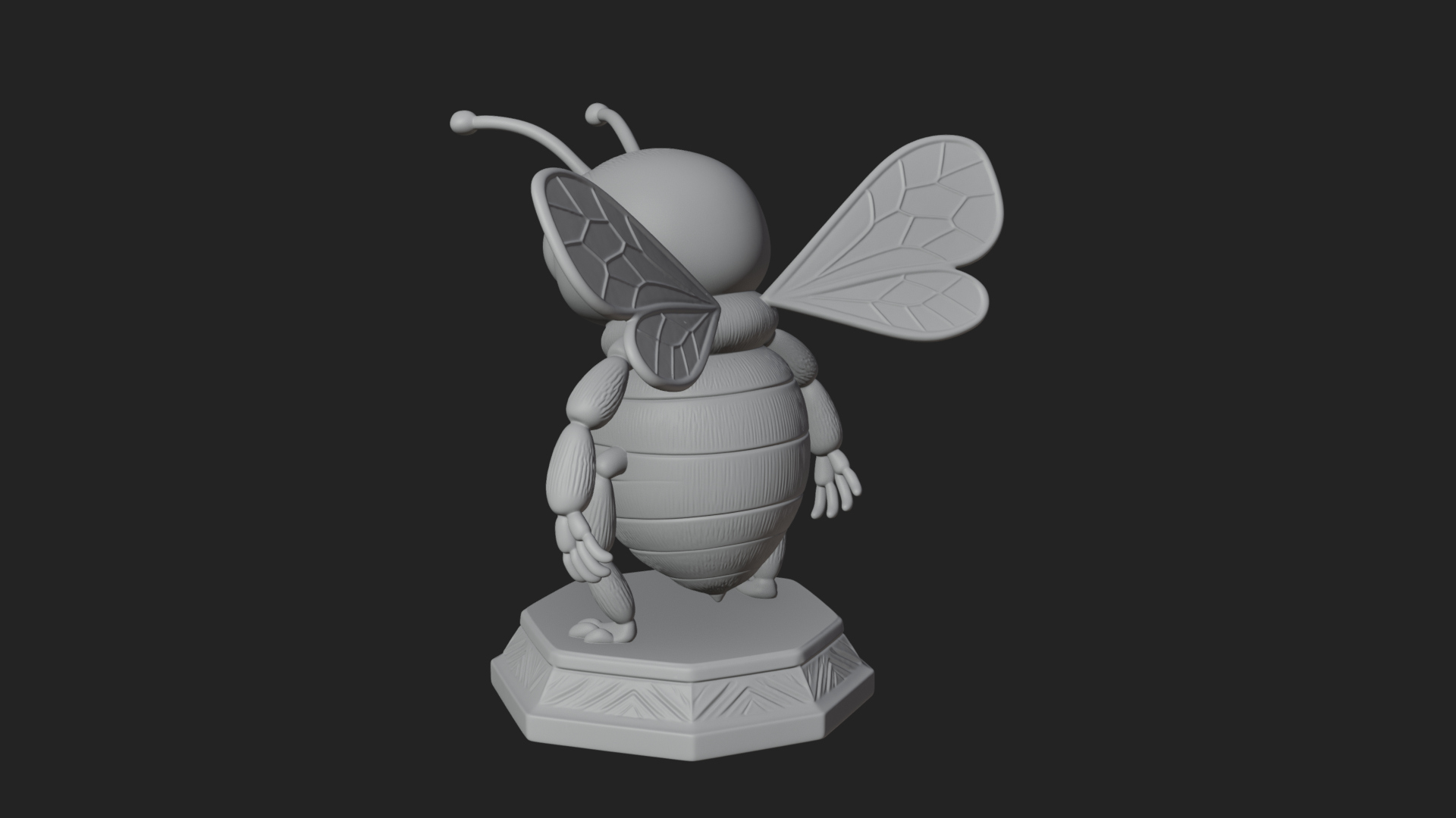 Cute Cartoon Bee Statue Design 1 3D Print Model 3D Model