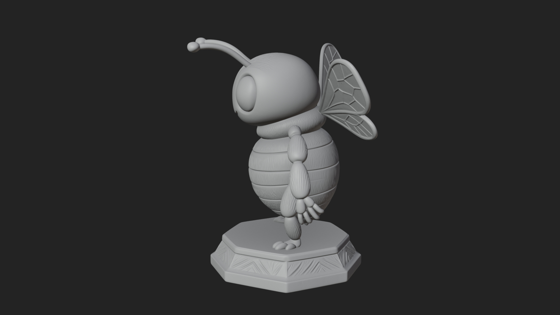 Cute Cartoon Bee Statue Design 1 3D Print Model 3D Model