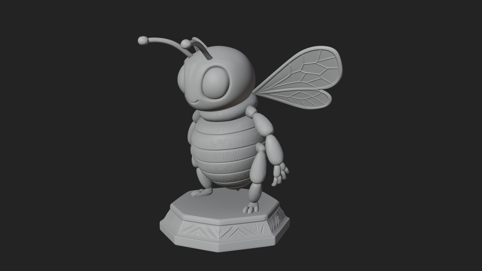 Cute Cartoon Bee Statue Design 1 3D Print Model 3D Model