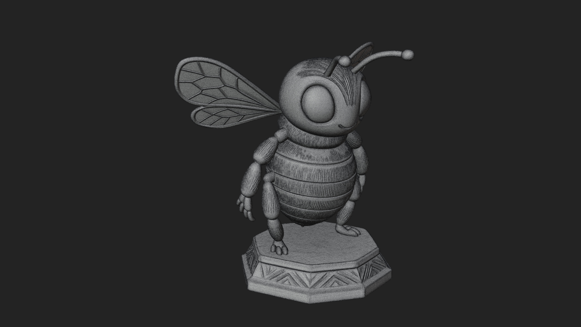 Cute Cartoon Bee Statue Design 1 3D Print Model 3D Model