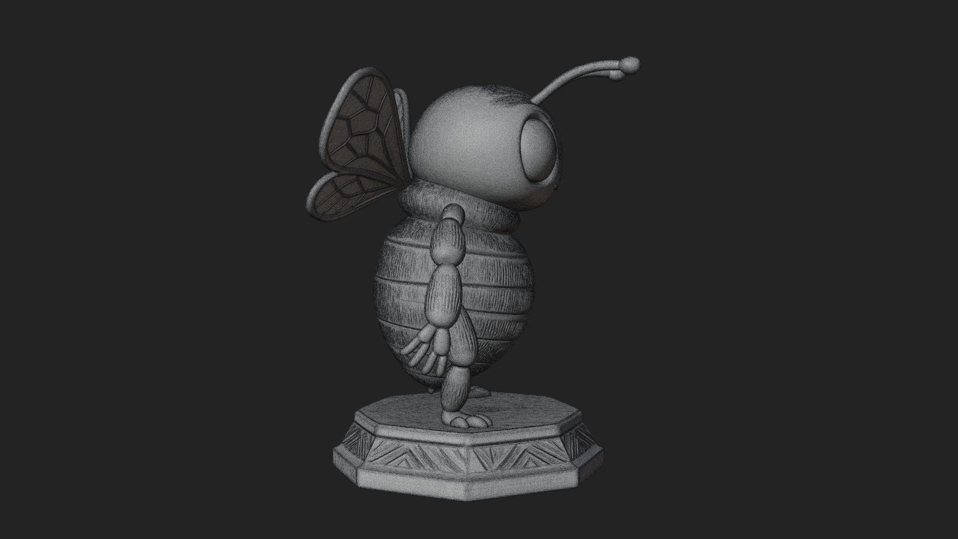 Cute Cartoon Bee Statue Design 1 3D Print Model 3D Model