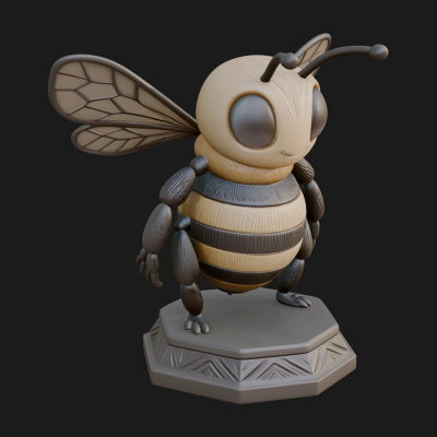 Cute Cartoon Bee Statue Design 1 3D Print Model