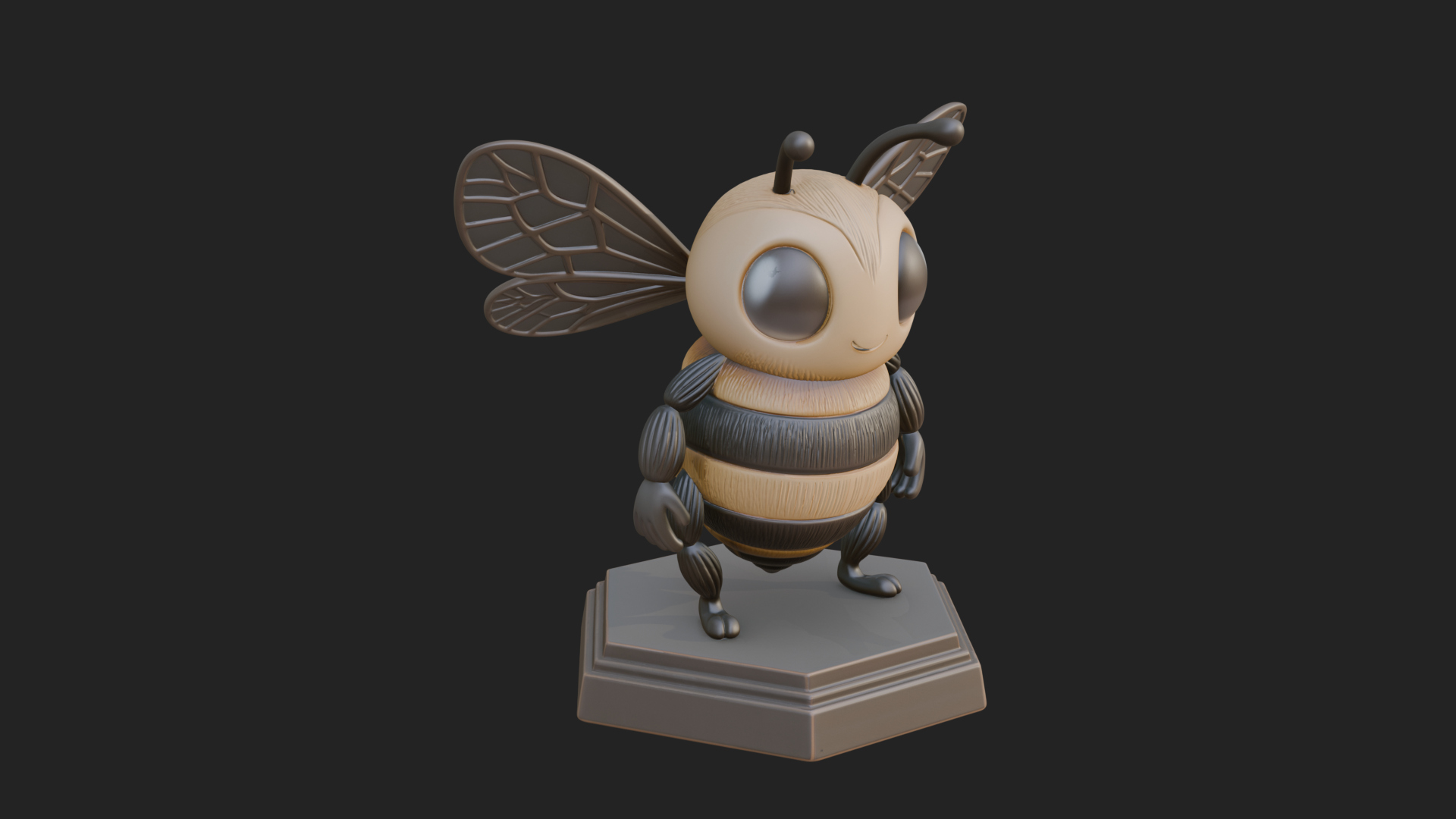 Cute Cartoon Bee Statue Design 2 3D Print Model 3D Model