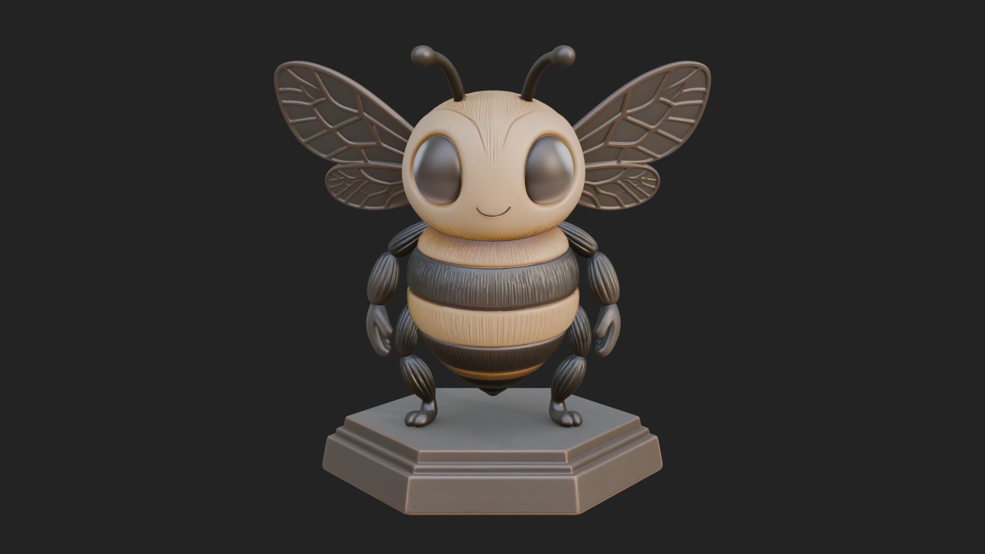 Cute Cartoon Bee Statue Design 2 3D Print Model 3D Model