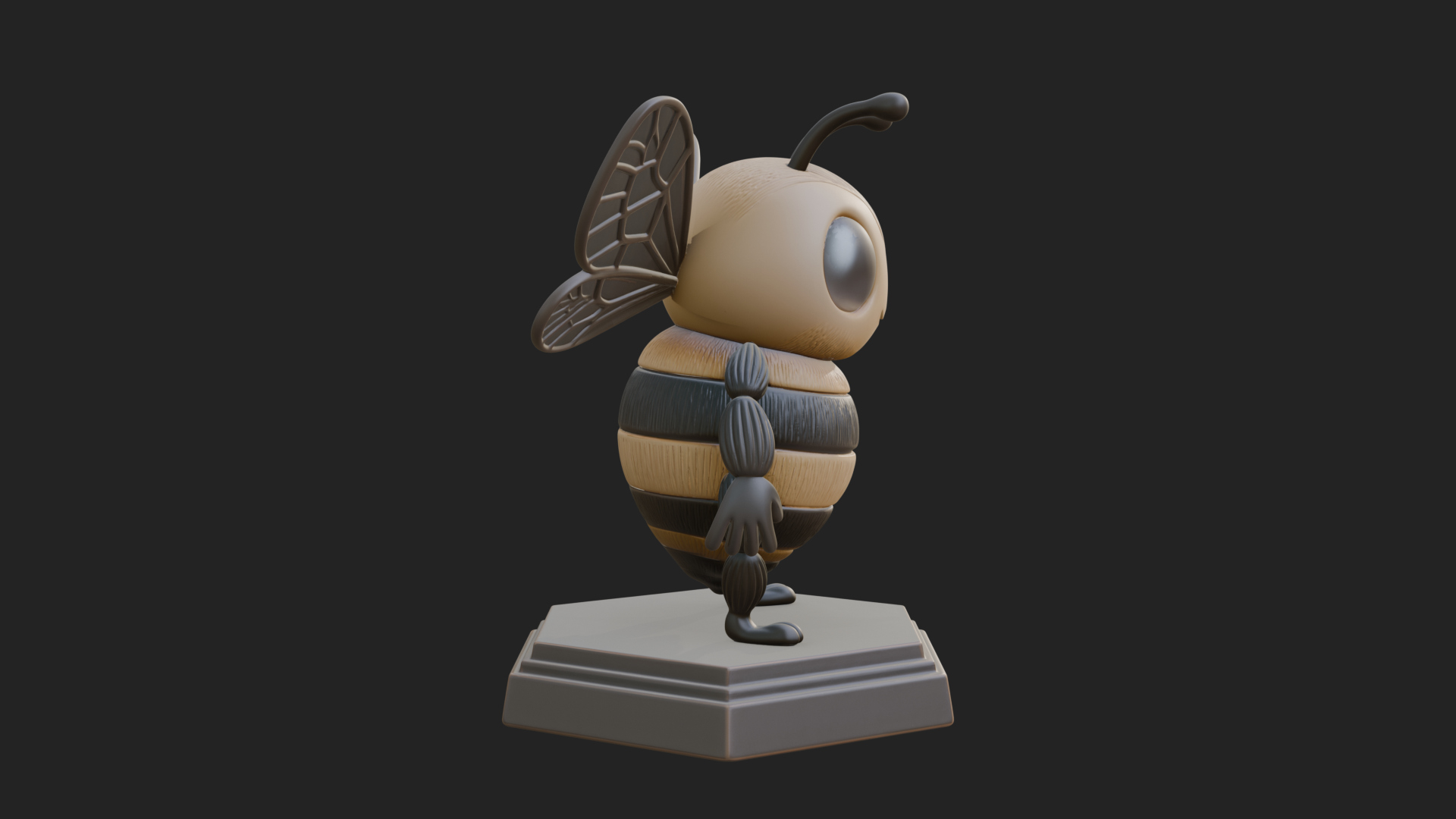 Cute Cartoon Bee Statue Design 2 3D Print Model 3D Model