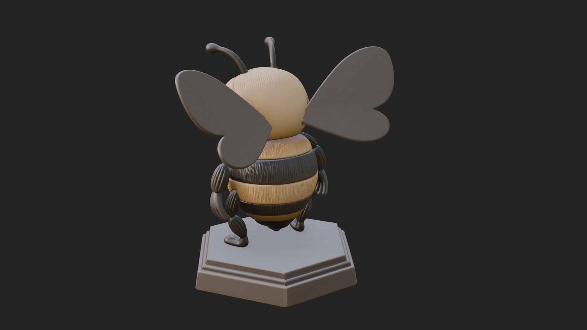 Cute Cartoon Bee Statue Design 2 3D Print Model 3D Model