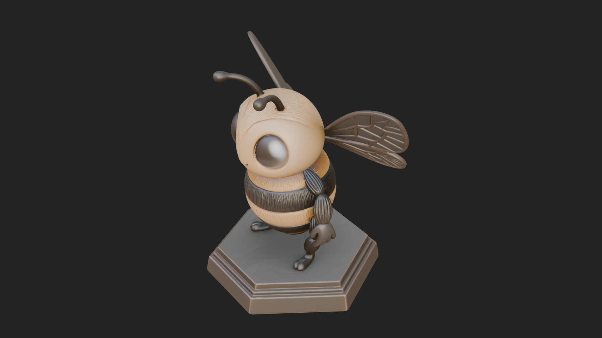 Cute Cartoon Bee Statue Design 2 3D Print Model 3D Model