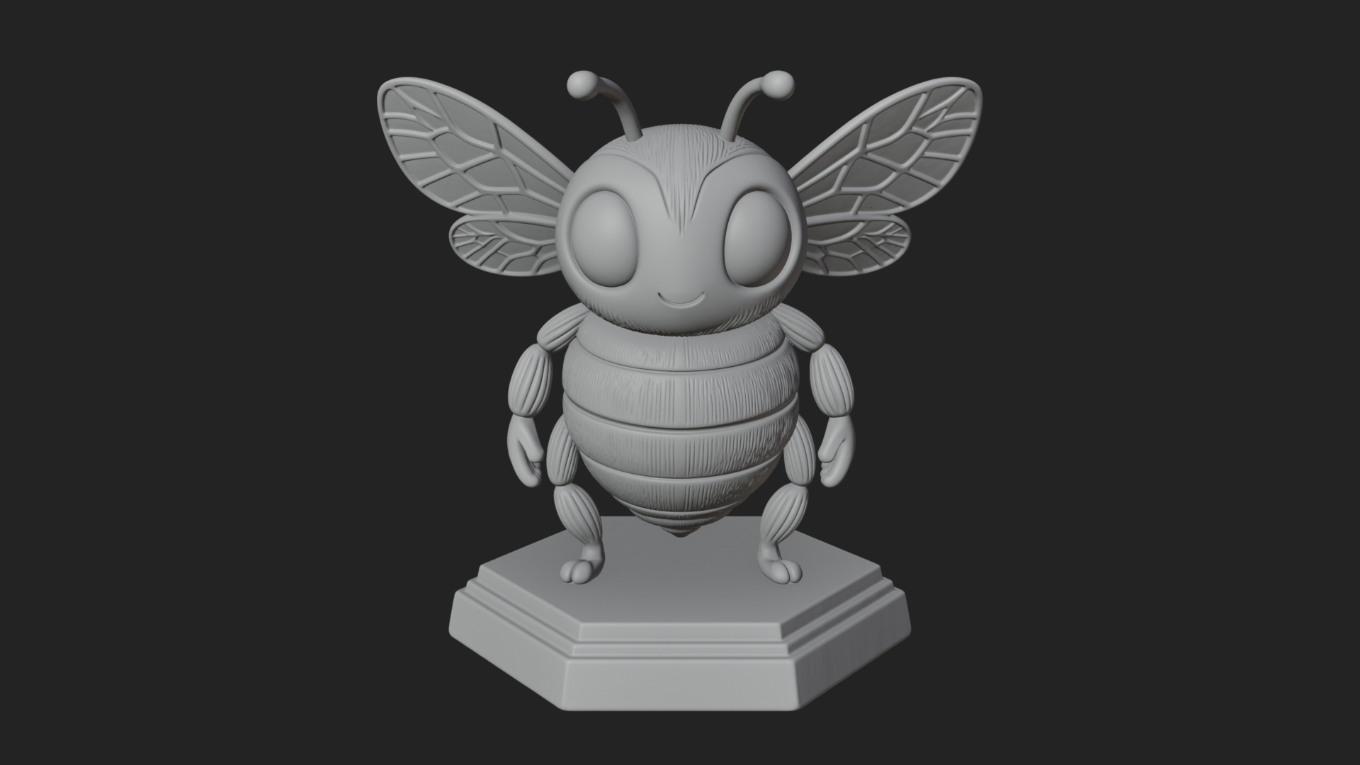 Cute Cartoon Bee Statue Design 2 3D Print Model 3D Model