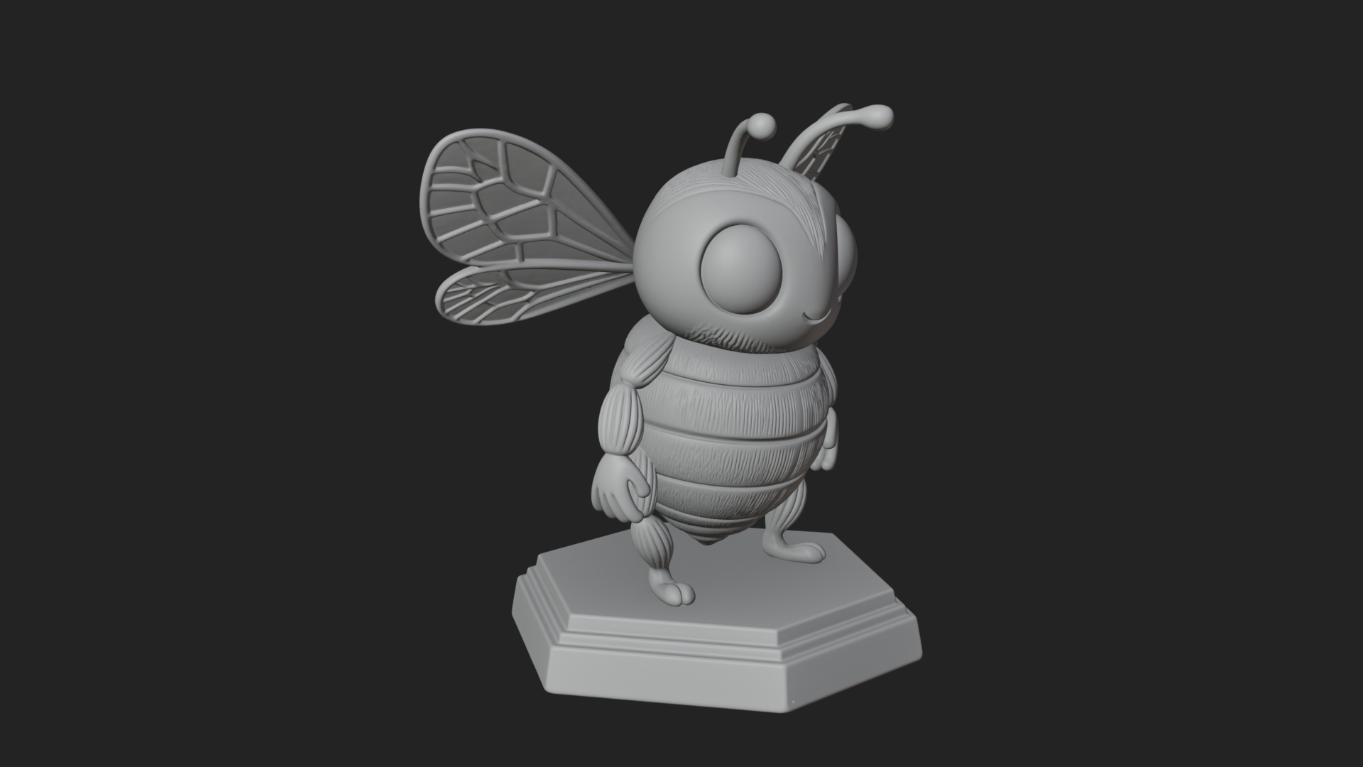 Cute Cartoon Bee Statue Design 2 3D Print Model 3D Model