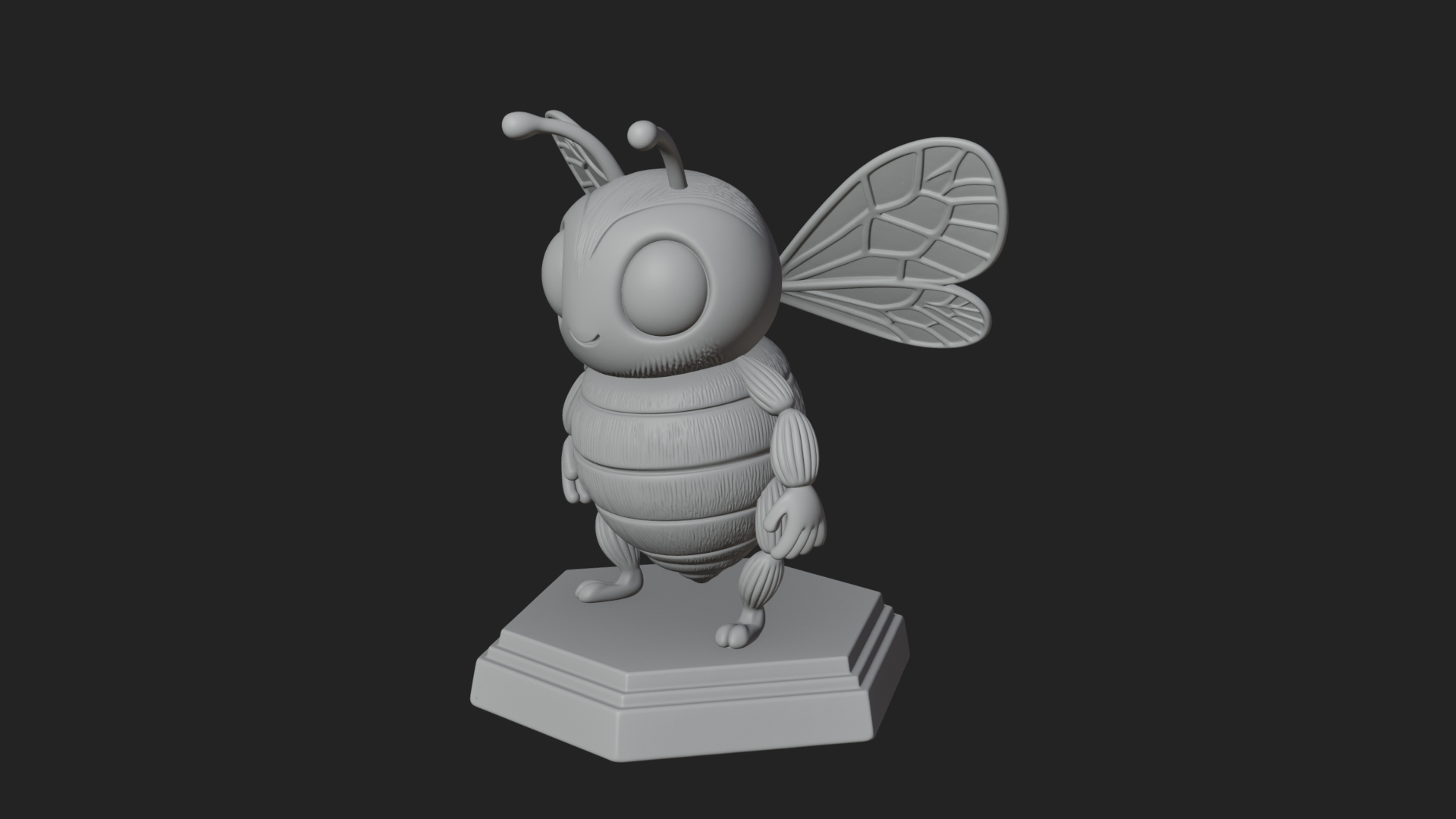Cute Cartoon Bee Statue Design 2 3D Print Model 3D Model