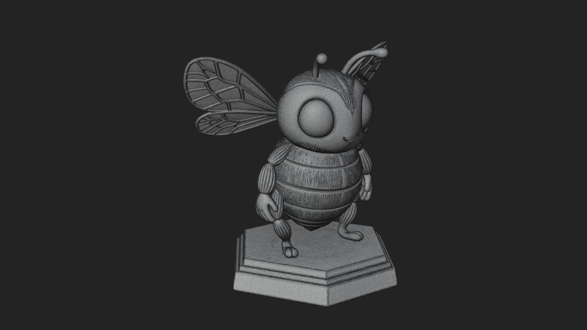 Cute Cartoon Bee Statue Design 2 3D Print Model 3D Model