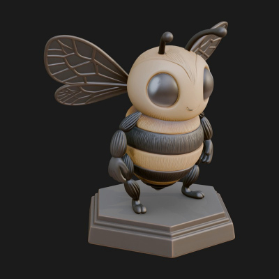 Cute Cartoon Bee Statue Design 2 3D Print Model