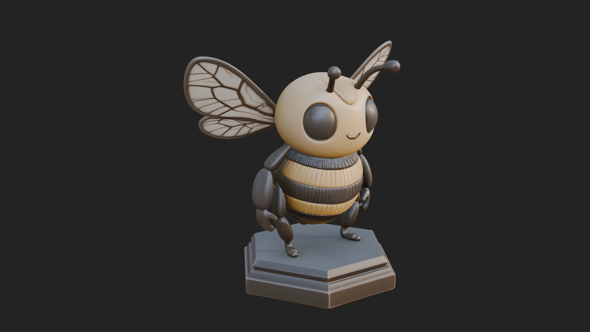 Cute Cartoon Bee Statue Design 3 3D Print Model 3D Model