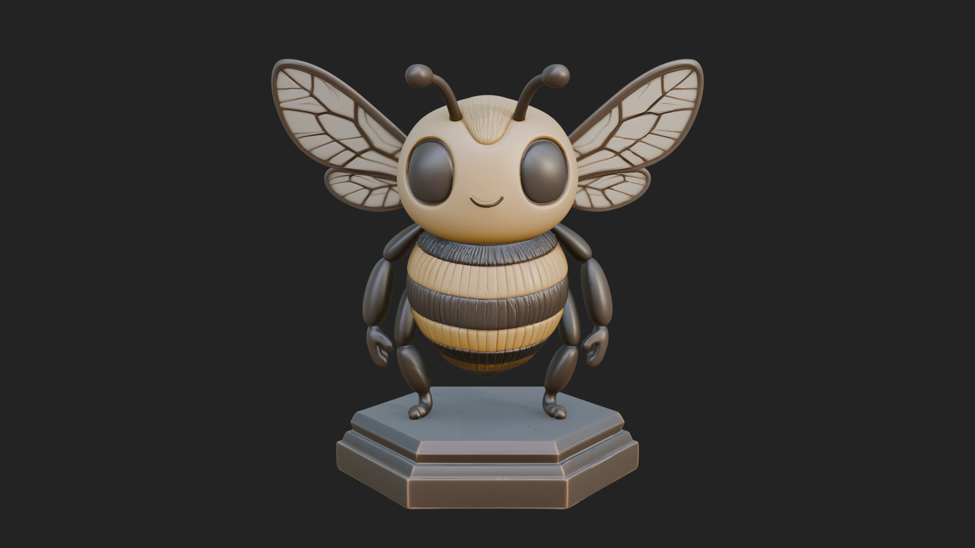 Cute Cartoon Bee Statue Design 3 3D Print Model 3D Model