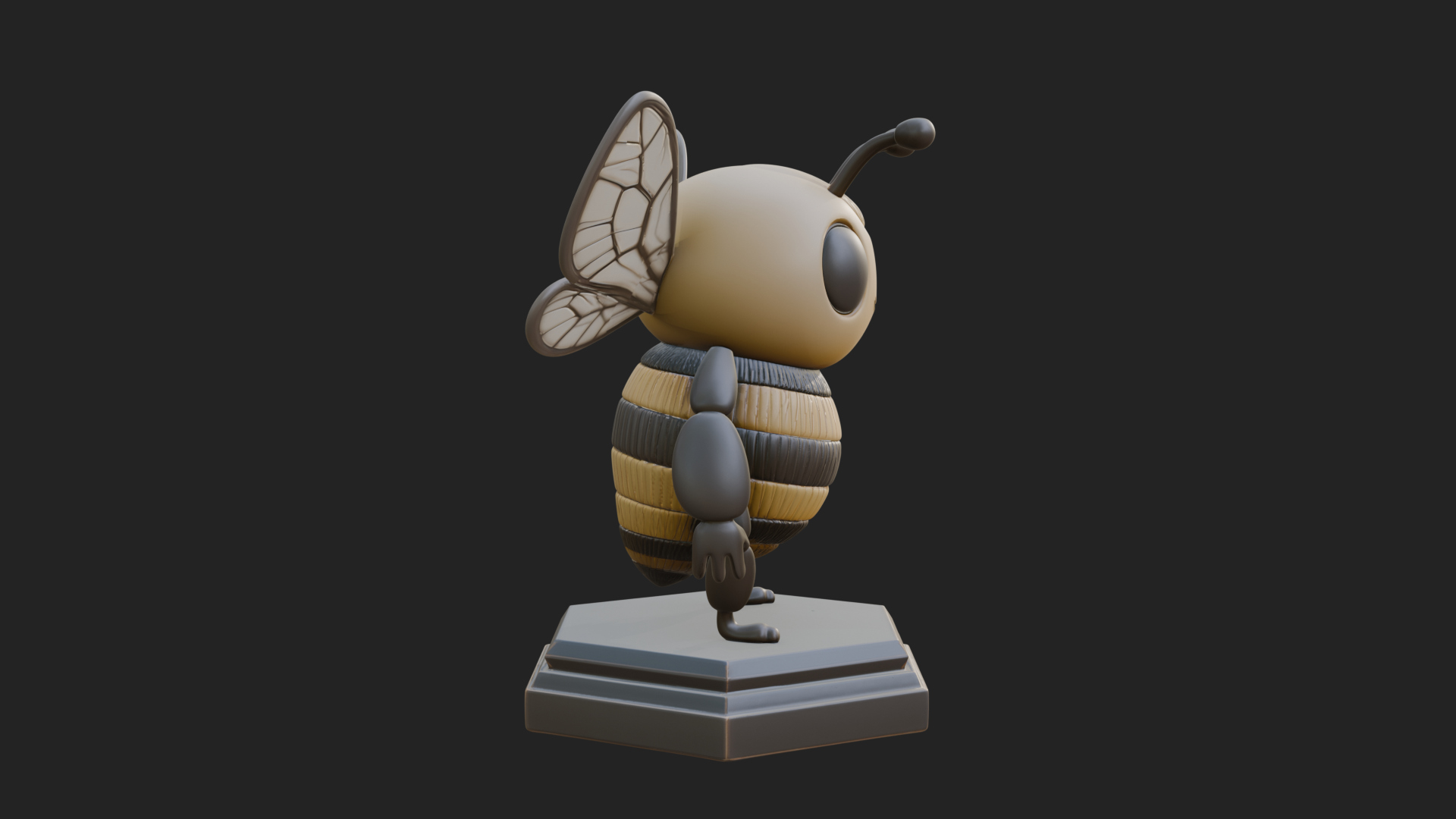 Cute Cartoon Bee Statue Design 3 3D Print Model 3D Model