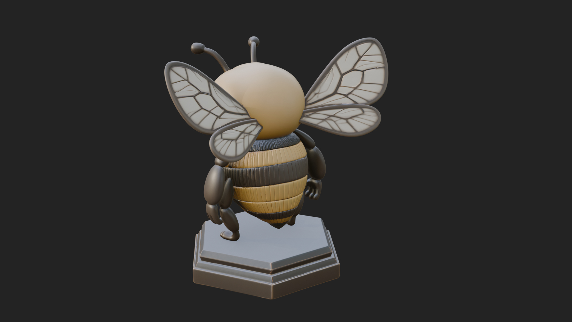 Cute Cartoon Bee Statue Design 3 3D Print Model 3D Model
