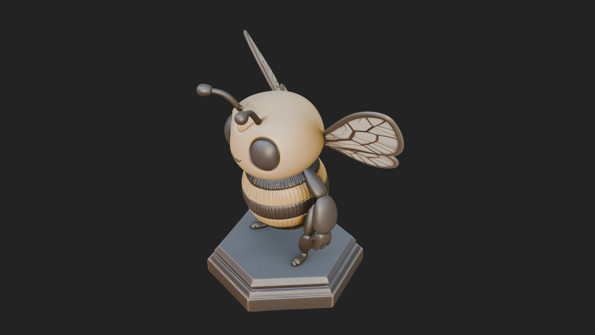 Cute Cartoon Bee Statue Design 3 3D Print Model 3D Model