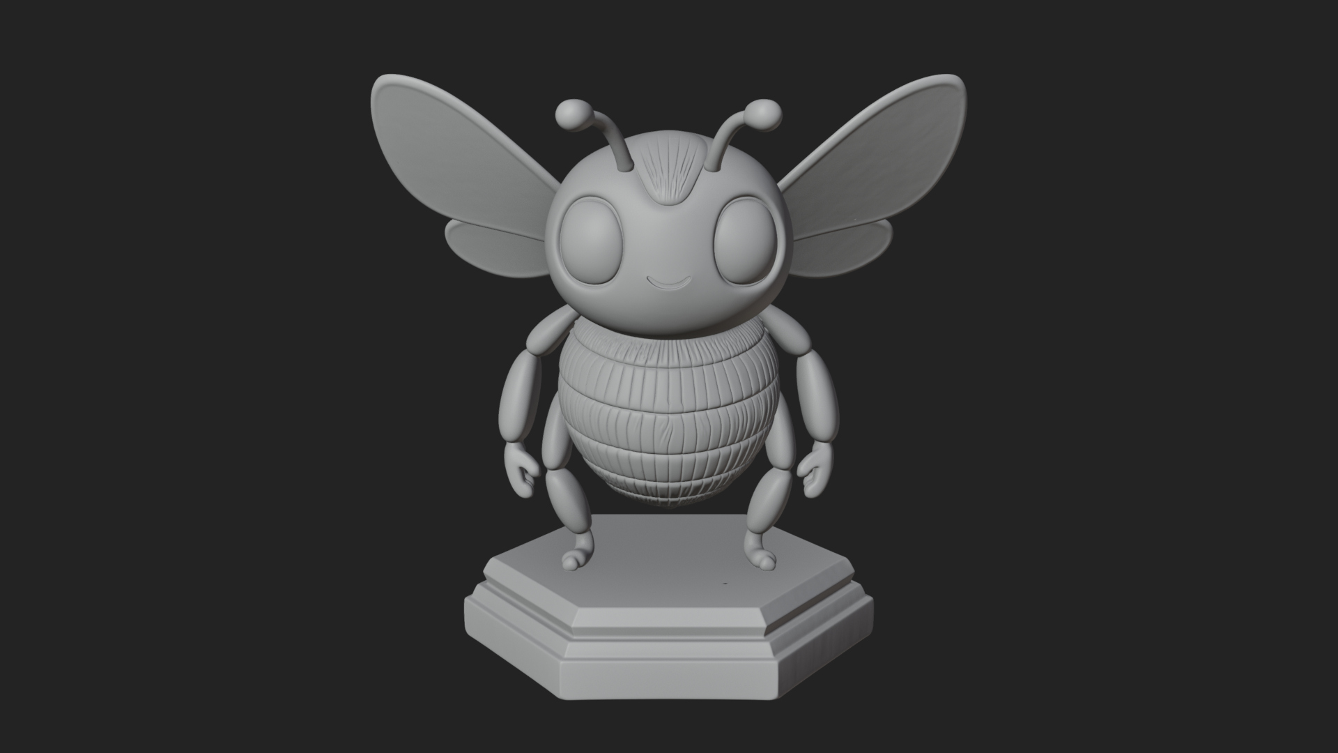 Cute Cartoon Bee Statue Design 3 3D Print Model 3D Model