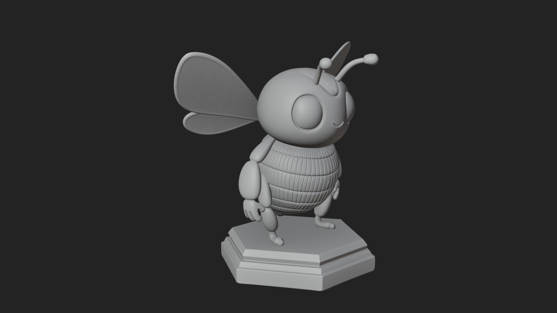 Cute Cartoon Bee Statue Design 3 3D Print Model 3D Model