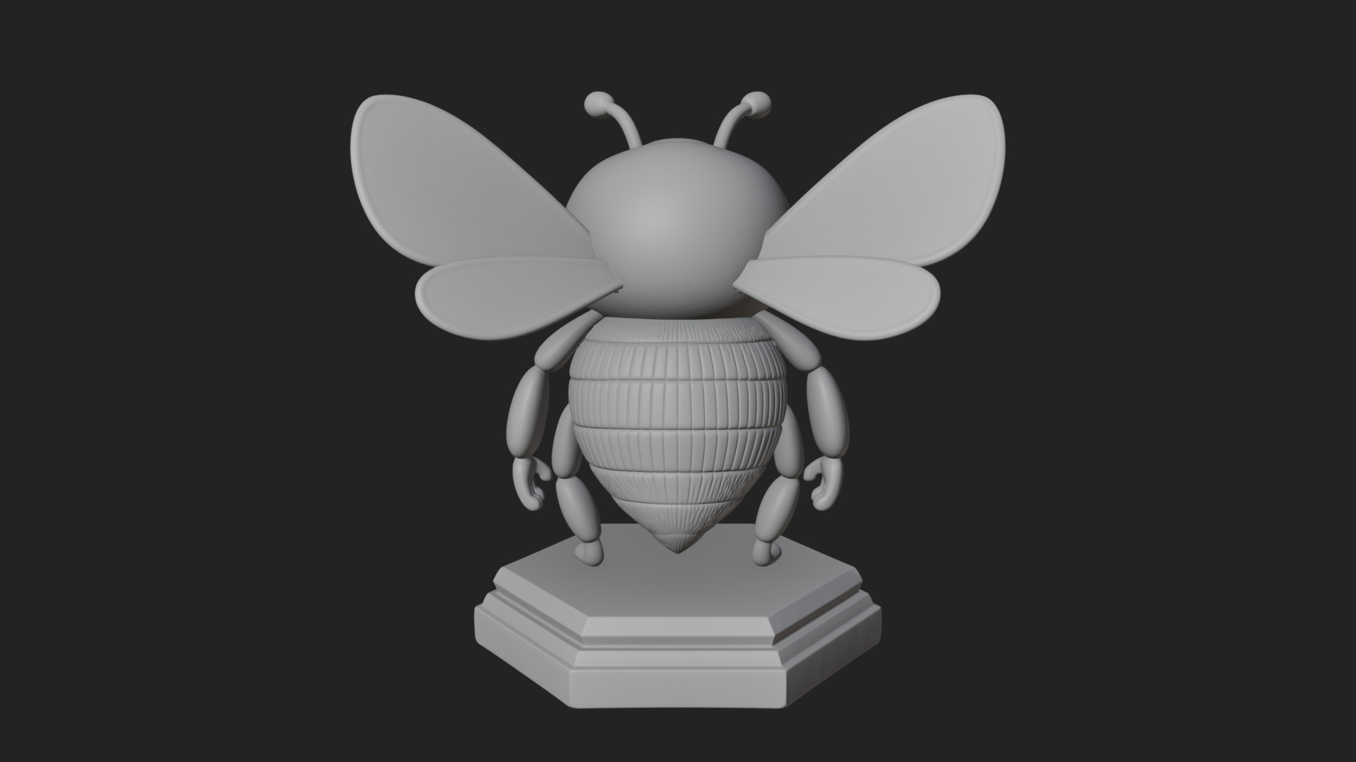 Cute Cartoon Bee Statue Design 3 3D Print Model 3D Model