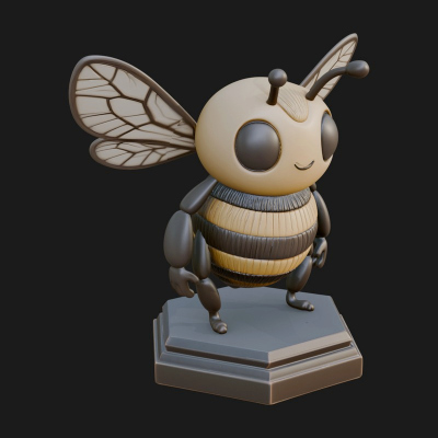 Cute Cartoon Bee Statue Design 3 3D Print Model