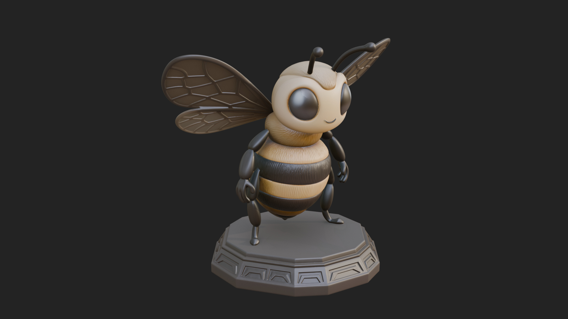 Cute Cartoon Bee Statue Design 4 3D Print Model 3D Model
