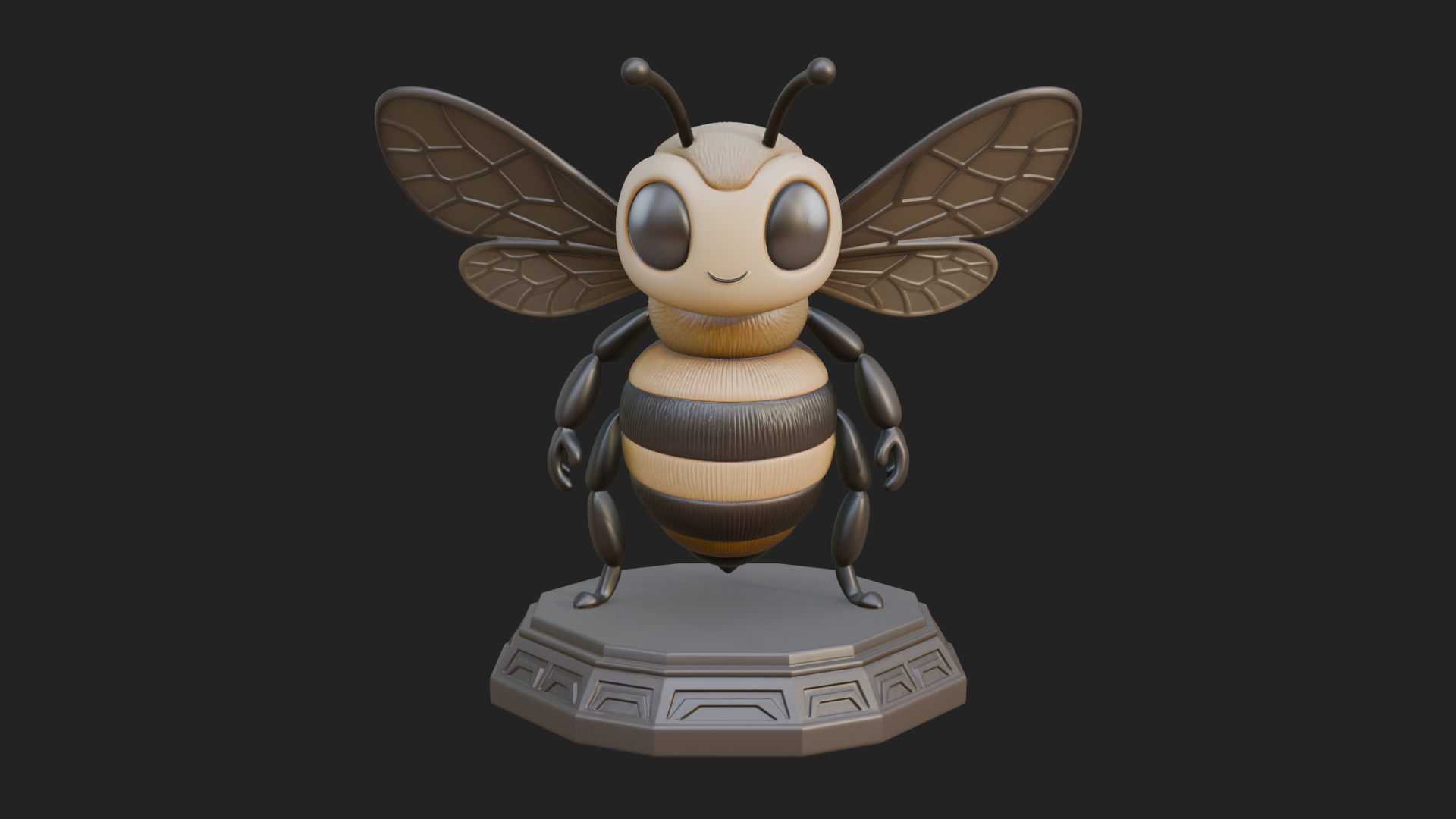 Cute Cartoon Bee Statue Design 4 3D Print Model 3D Model