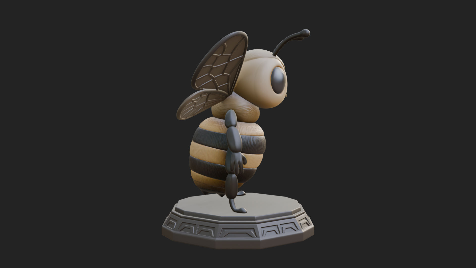 Cute Cartoon Bee Statue Design 4 3D Print Model 3D Model