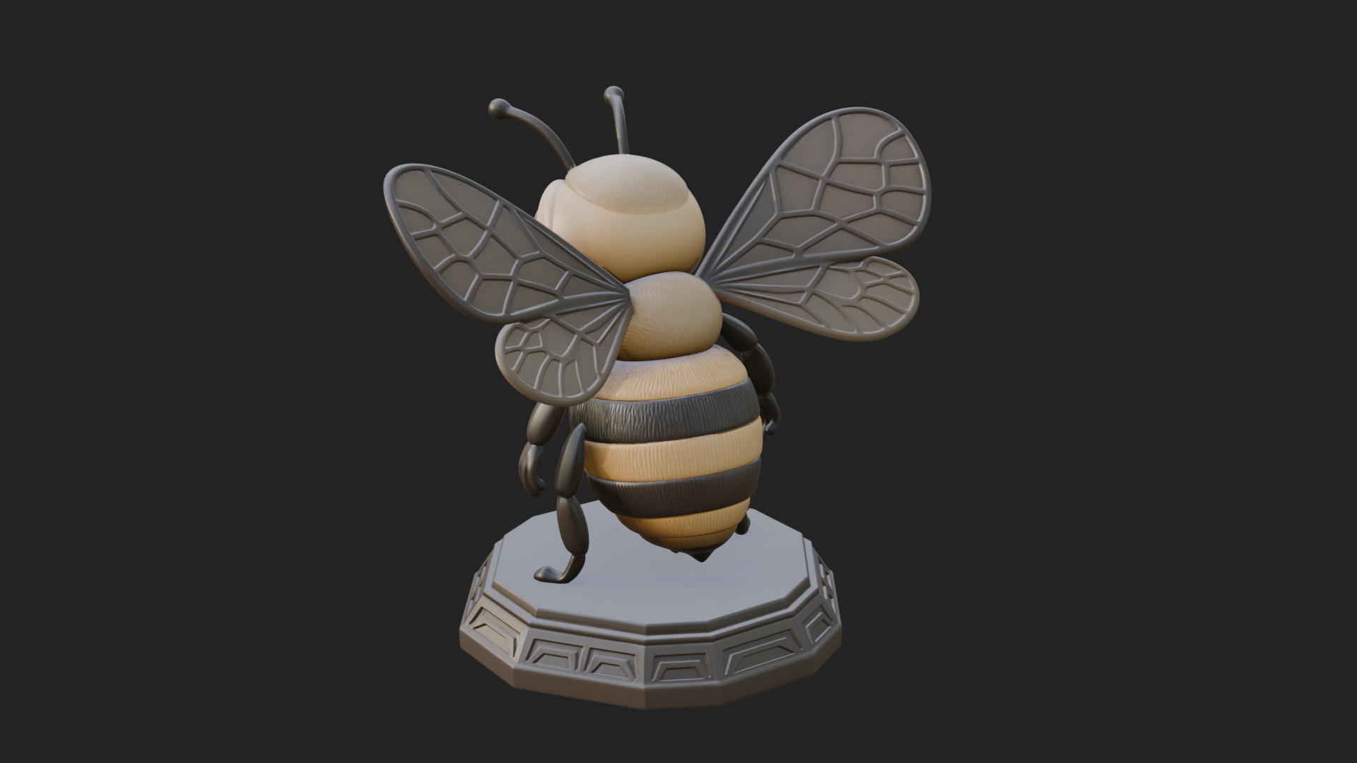 Cute Cartoon Bee Statue Design 4 3D Print Model 3D Model