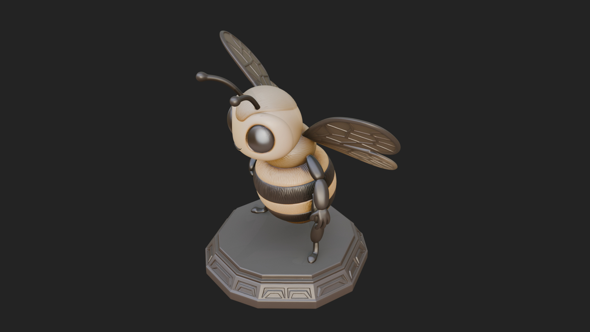 Cute Cartoon Bee Statue Design 4 3D Print Model 3D Model