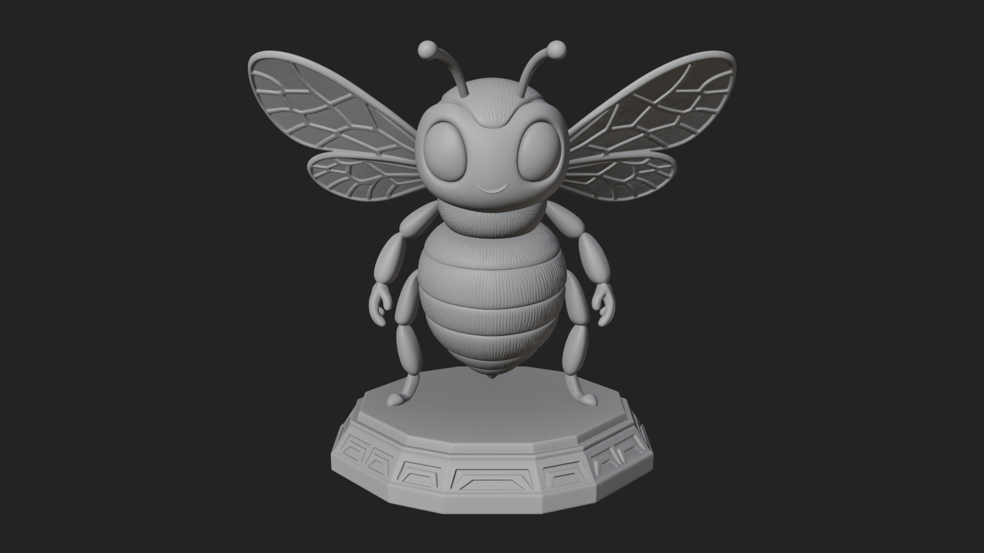 Cute Cartoon Bee Statue Design 4 3D Print Model 3D Model