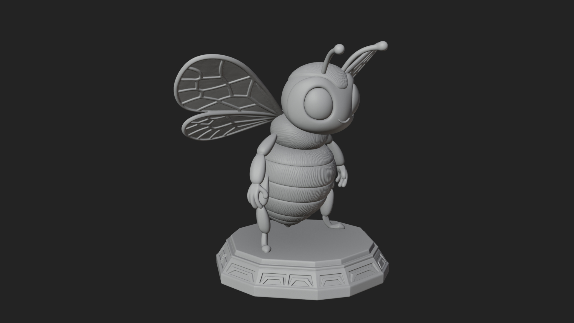 Cute Cartoon Bee Statue Design 4 3D Print Model 3D Model