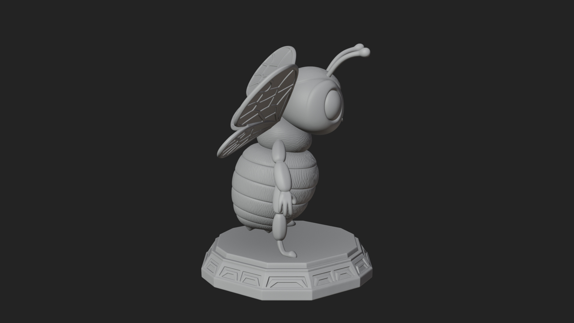 Cute Cartoon Bee Statue Design 4 3D Print Model 3D Model