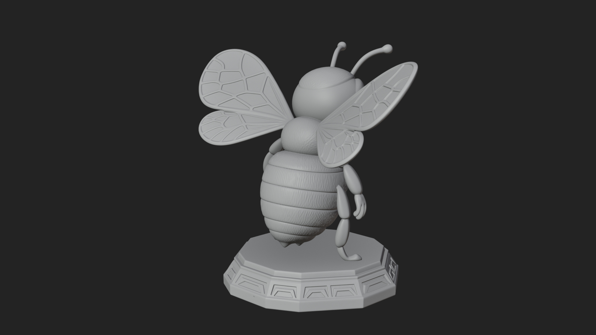 Cute Cartoon Bee Statue Design 4 3D Print Model 3D Model