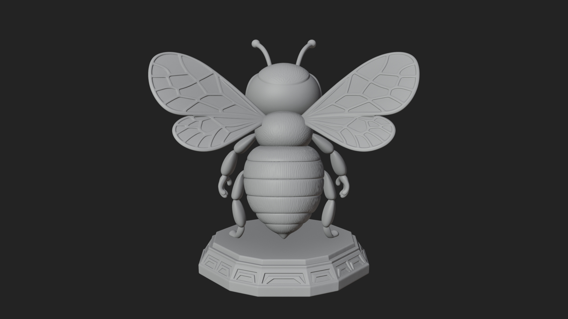 Cute Cartoon Bee Statue Design 4 3D Print Model 3D Model