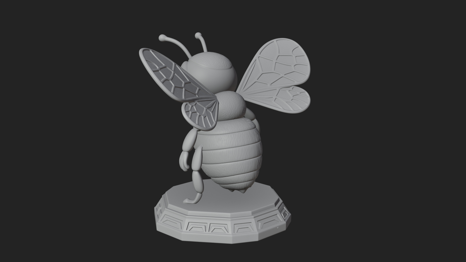 Cute Cartoon Bee Statue Design 4 3D Print Model 3D Model