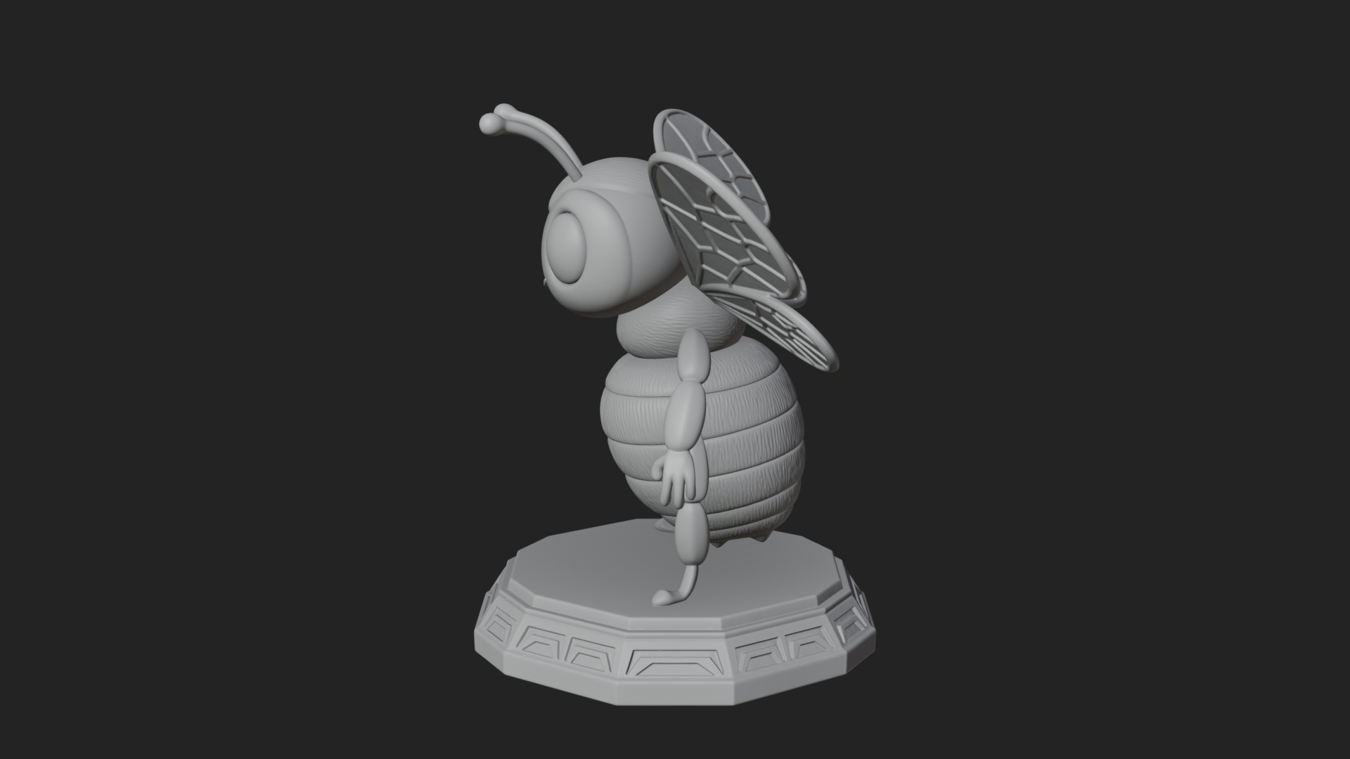 Cute Cartoon Bee Statue Design 4 3D Print Model 3D Model