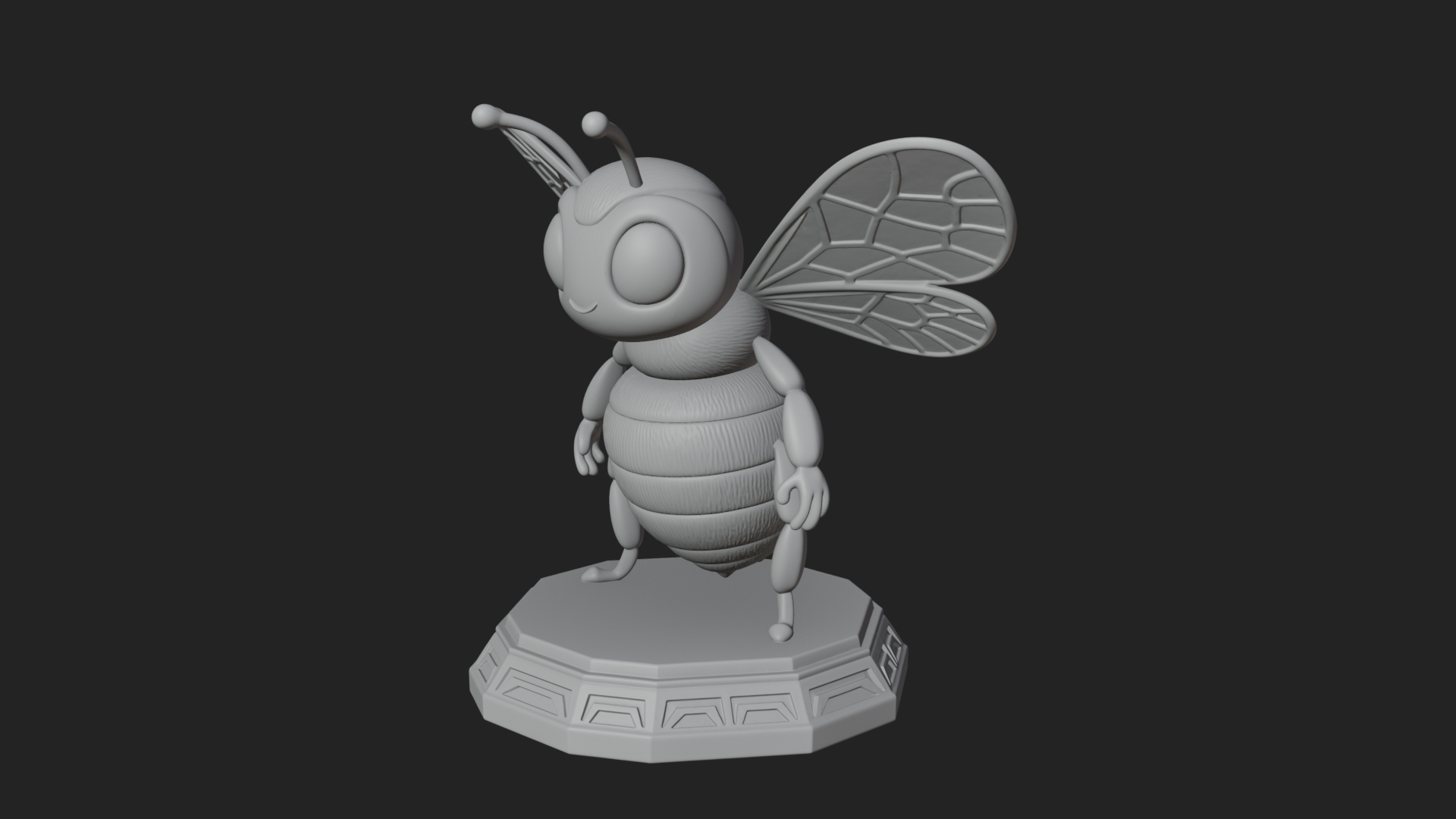 Cute Cartoon Bee Statue Design 4 3D Print Model 3D Model