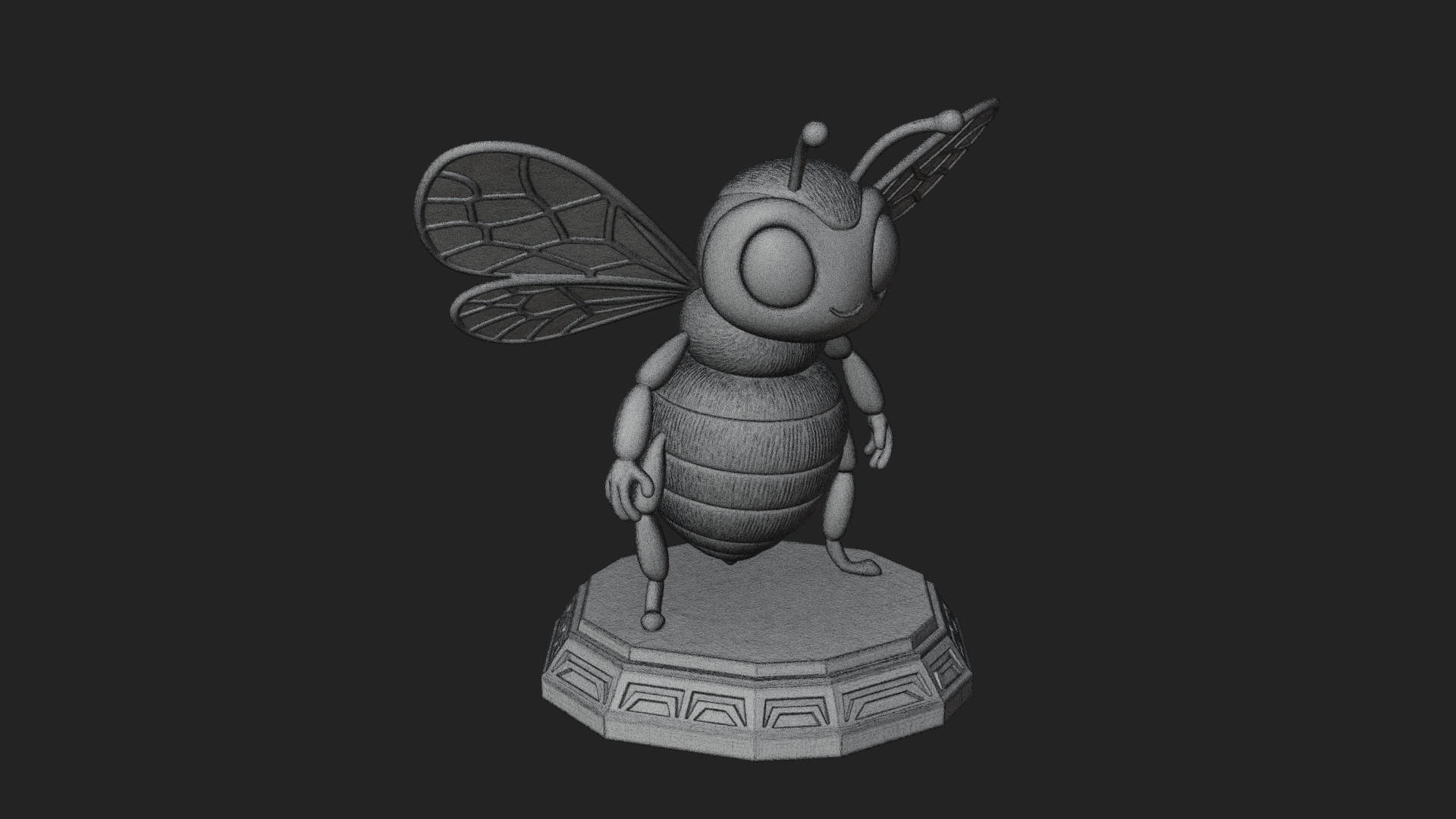 Cute Cartoon Bee Statue Design 4 3D Print Model 3D Model