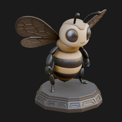 Cute Cartoon Bee Statue Design 4 3D Print Model