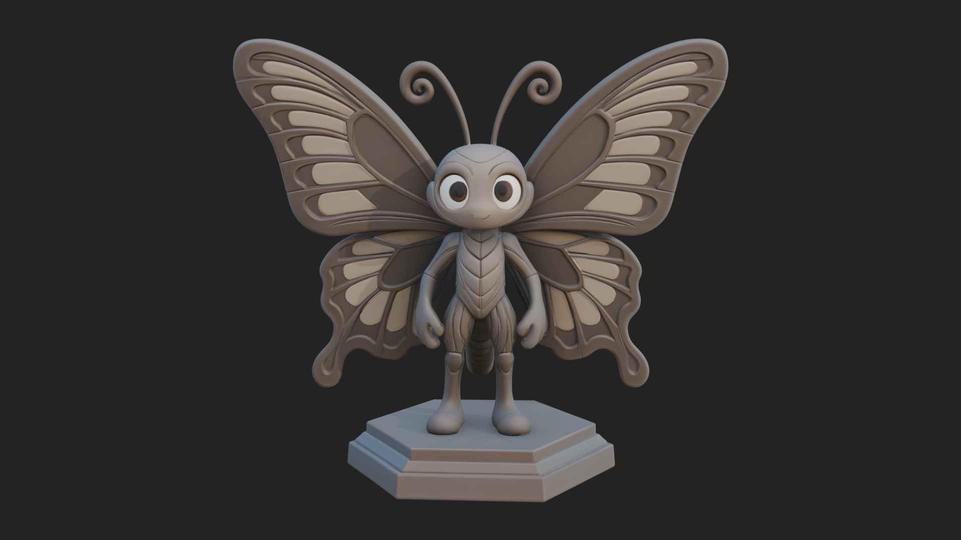 Cute Cartoon Butterfly Statue Design 1 3D Print Model 3D Model