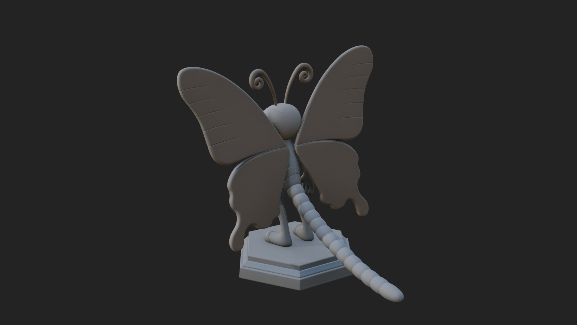Cute Cartoon Butterfly Statue Design 1 3D Print Model 3D Model
