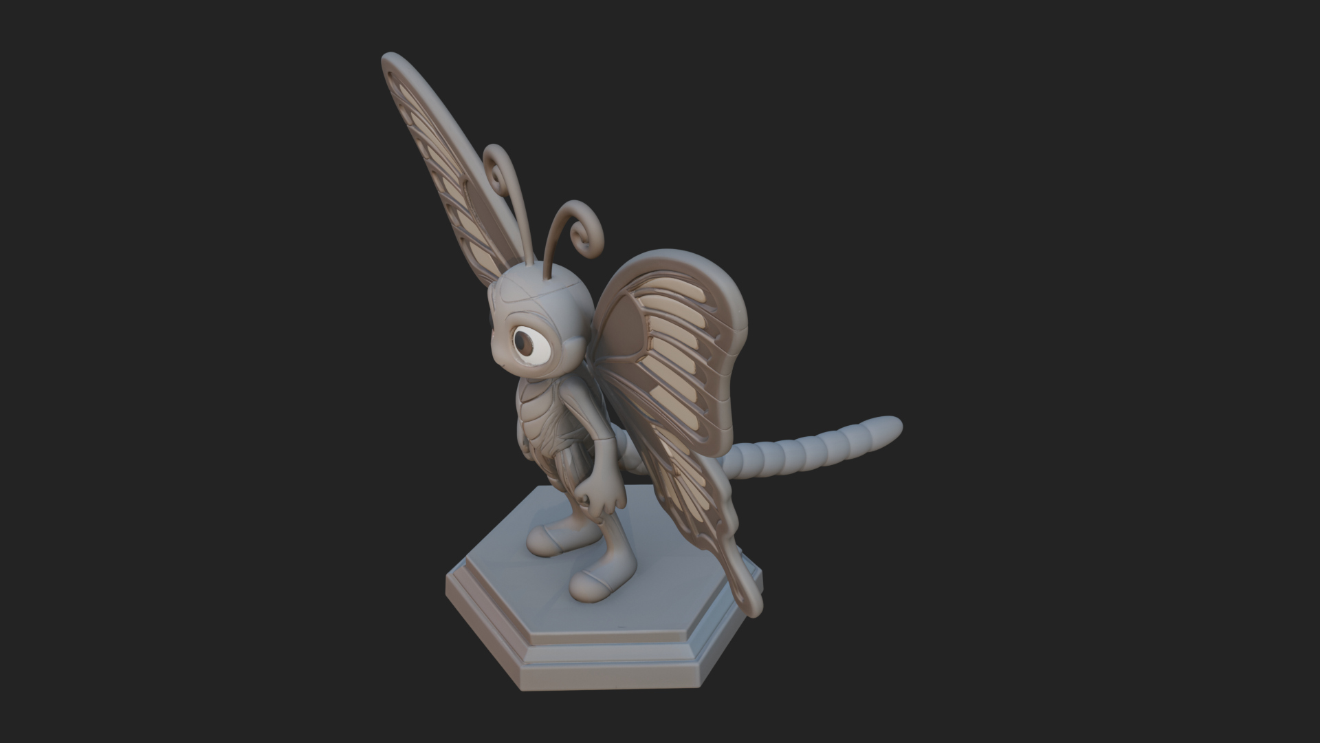 Cute Cartoon Butterfly Statue Design 1 3D Print Model 3D Model