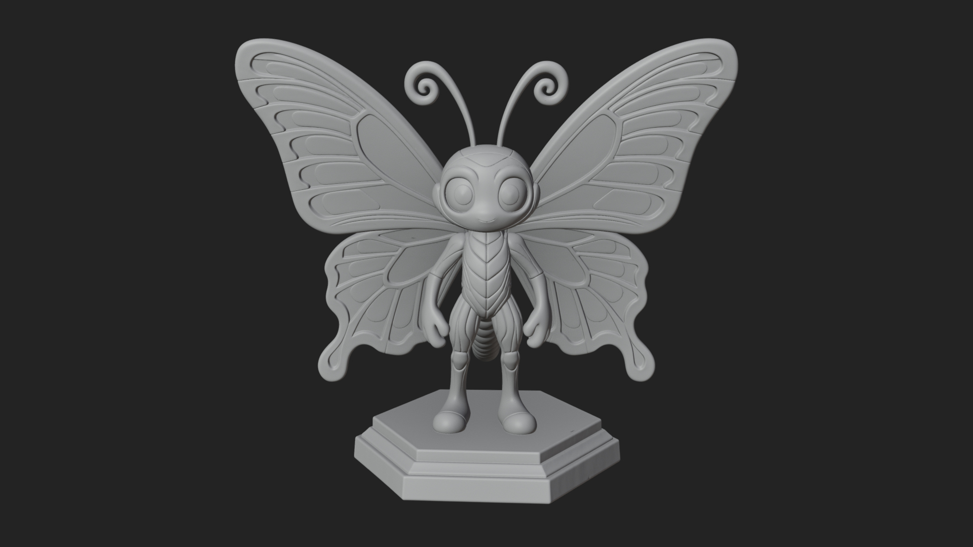 Cute Cartoon Butterfly Statue Design 1 3D Print Model 3D Model
