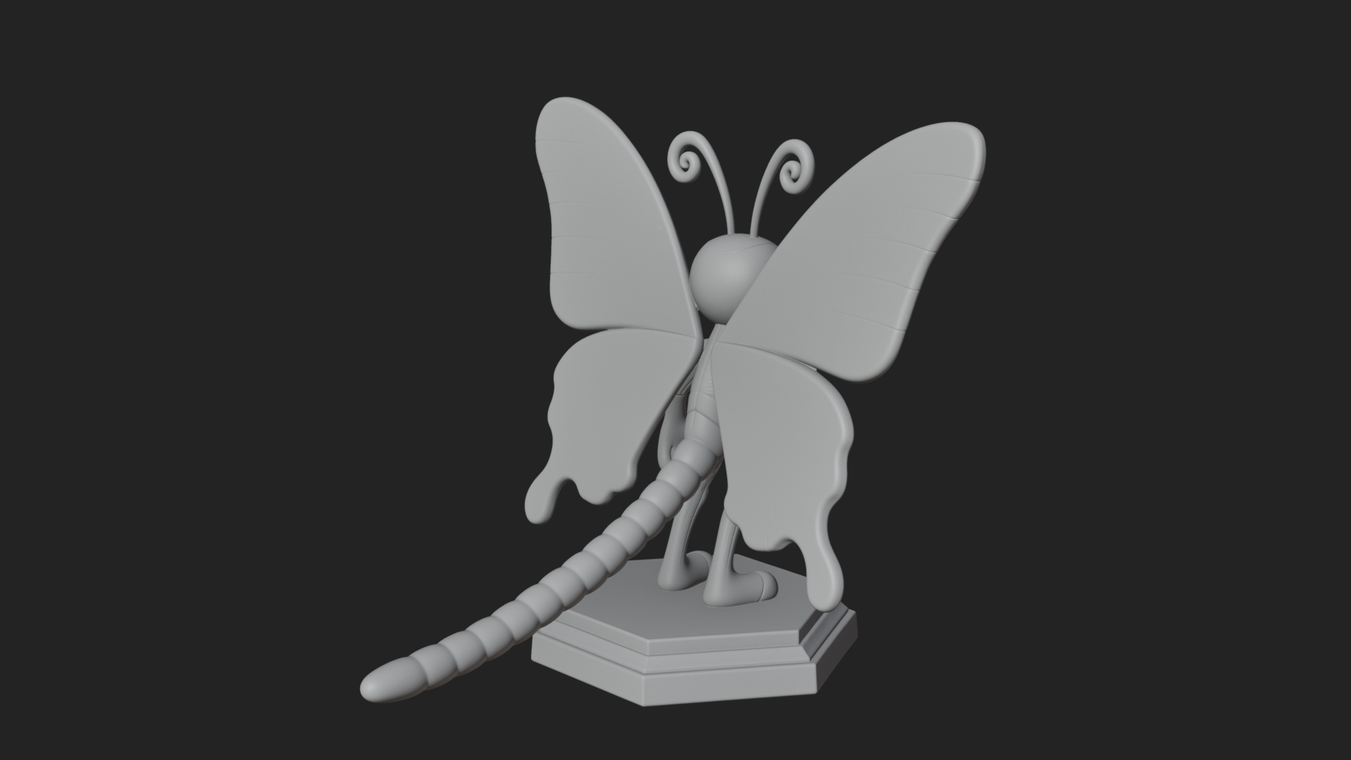 Cute Cartoon Butterfly Statue Design 1 3D Print Model 3D Model